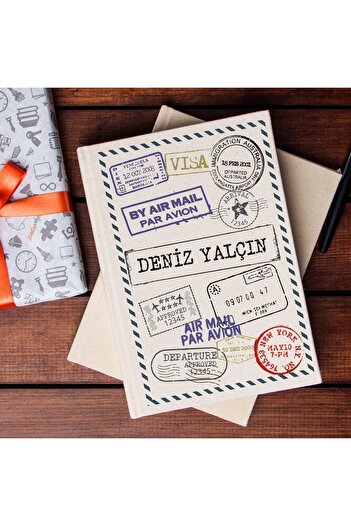 Hediyesepeti Special Printed Canvas Notebook for Travel Lovers