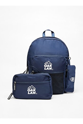 Oaklan by Shoexpress Logo Print Backpack with Lunch Bag and Pencil Pouch - 42x30x16 cm