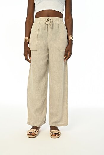 Orfeo Negro Relaxed Cut Women's Trousers - Wide Leg Natural