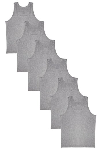 MO BU Men's Gray Undershirt 6 Pieces Cotton