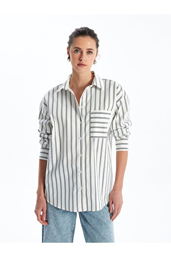 LC Waikiki LCW Oversize Striped Long Sleeve Women's Shirt