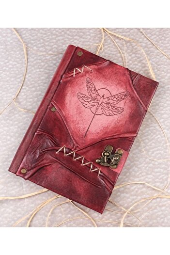 GUETTA Handmade Genuine Leather Daily Scrapbook Shamua Paper Dragonfly