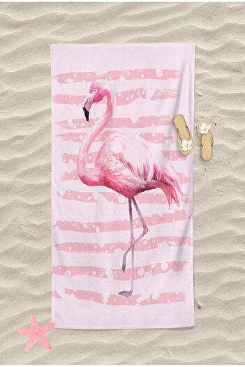 Erays Home Digital Printed Flamingo Patterned Beach Bath Towel