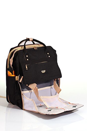 ÇÇS -51769 Mother Care Bag - Kangaroo and Crib Function, Very Black
