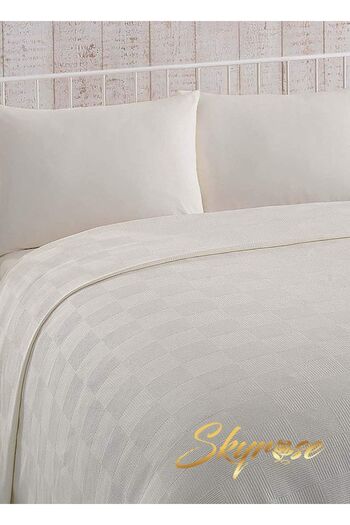 Skyrose Double White Large Square Checkers PiqueHotel PikeEconomic Pike White Pike