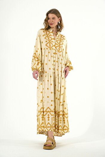 ABBRA Women's Katleya Model 100% Viscose 100% Viscose Summer Dress