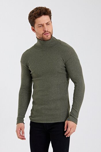 Bentillo Men's Khaki Turtleneck Camisole Sweater