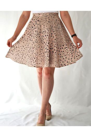 YAXİ Nude Polka Dot Patterned Women's Bell Skirt - Woven Bottom