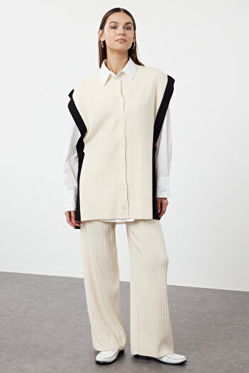Trendyol Modest Stone Color Blocked Vest and Trousers Set - Slit Detail TCTAW24US00087