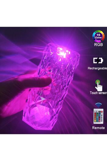 ENASHOP Kristal Akrilik Led Masa Üstü Lamba 16 Renk Uzaktan Kumandalı Dokunmatik