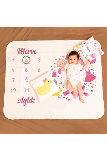 Hediyesepeti Newborn Baby Girl Birth Gift Monthly Concept Photo Blanket
