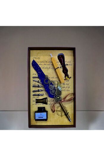 CAVAŞ sun hat Metal Patterned Dip Pen and Candle Stamp Seal Set