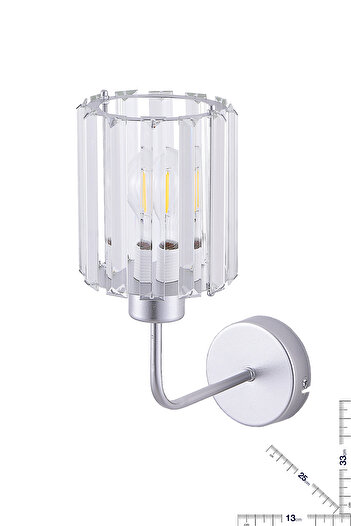VK HOME AYDINLATMA Lina Crystal Stone Sconce (Silver)