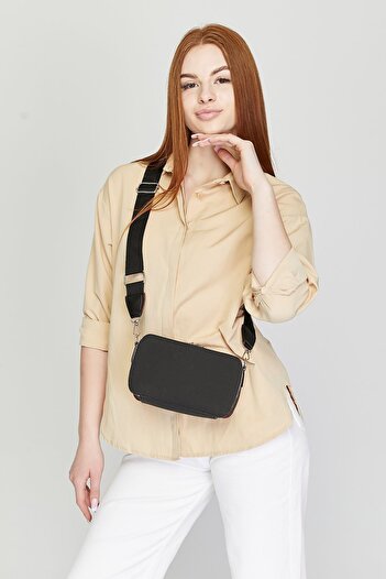 Morpelikan Anthracite Women's Shoulder Bag - Three Compartments, Cross Column Strap