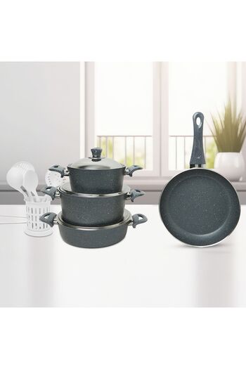 In House | 13 Pieces Turkish Granite Cookware Set With Steel Lid