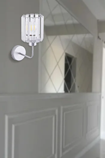 VK HOME AYDINLATMA Lina Crystal Stone Sconce (Silver)
