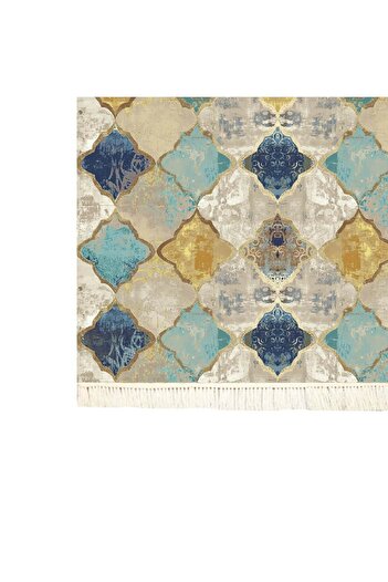 In House Soft Velvet Turkish Rectangular Door & Bath Mat -Multicolor - 60x40 cm