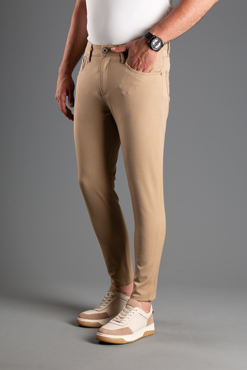 ZEKİ ÖZER Dark Beige Extra Stretchy Men's Linen Trousers