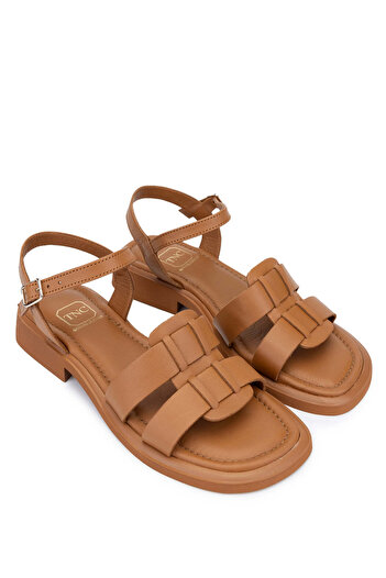 Tamer Tanca Women's Genuine Leather Tan Heeled Sandals
