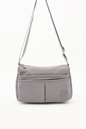Sanmorris 5-Compartment Light Gray Crinkle Hand and Shoulder Bag - Water Resistant Crossbody Bag