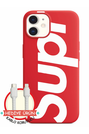 Butik iPhone 11 Compatible Supreme Patterned Embossed Protective Phone Case