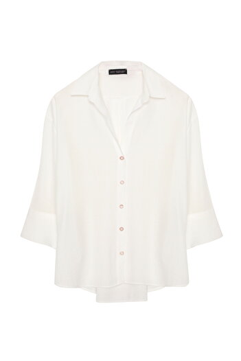 Quzu Ecru Oversize Shirt - 24Y11693