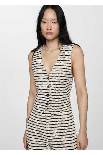 MANGO Woman Striped Lace Blouse