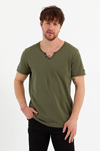 LACİVERTMEN Μπλουζάκι με κοντό μανίκι 2135 Pear Collar