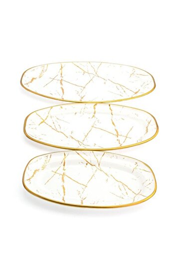 GÜRCÜGLASS Mermer Desen Oval Kayık