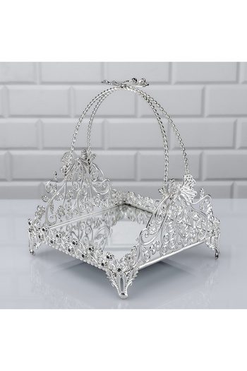 Hinora 24x20x18cm Diamond Square Mirrored Butterfly Basket