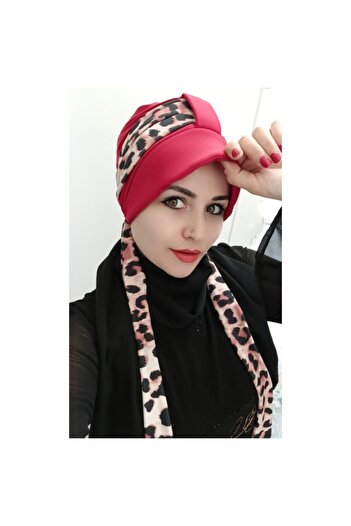 BAV Butik Ayvitrin المرأة الحجاب ليوبارد وشاح بونيه الأحمر