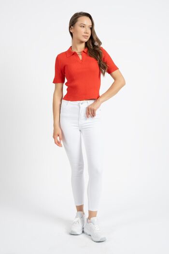 RTD&VLD Red Women's Knitwear Polo T-Shirt - Summer 2498, Short Sleeve