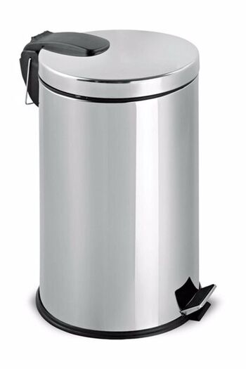 SistemTemizlik Stainless Steel Pedal Chrome Trash Can 16 Lt / Kitchen / Balcony / Restaurant / Bathroom