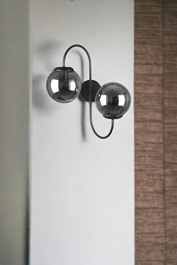 Fer Avize Jupiter Sconce - Black Smoked Glass Modern Design Cafe Kitchen Bedroom Hall Wall Sconce