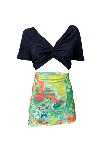 Bolder Arianna Green Orange Pattern Short Pareo