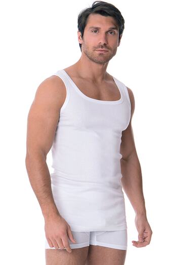 DOREA Men's White 5 Pieces Cotton Ribbed Singlet