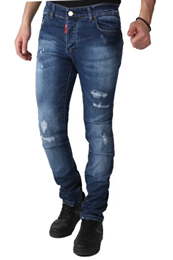 viking's line Erkek Denim Trend Giyim Dsg Hld Prç Işlmli Mavi
