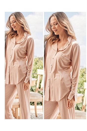 Bone Club Women's Powder Dotted Front Buttoned Maternity Pajamas Set 5126