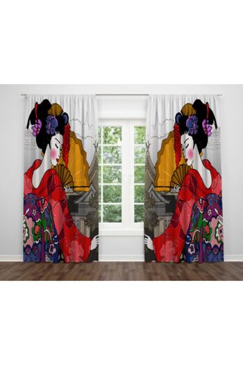 Casberghome Alban Home Digital Printing Double Wing Fan Women's Background Curtain