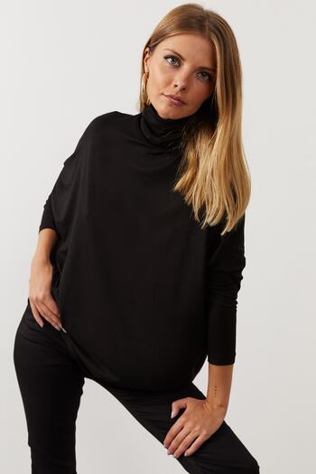 Cool & Sexy Dámská roláková halenka s černým netopýřím rukávem EY1049