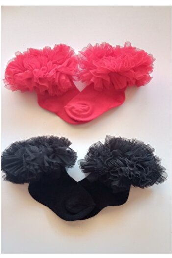 Asa Bebek Çocuk Baby Girl Tutu Kokoş Socks Set Red Black
