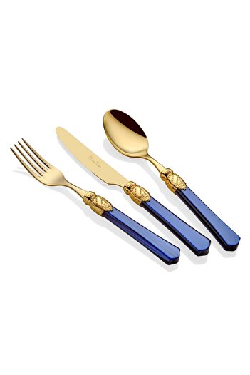 RİVADOSSİ SANDRO Rivadossi Vittoria Oro Navy Blue 75 Piece Cutlery Set