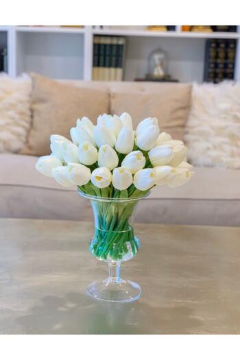 Nettenevime Τεχνητό Λουλούδι Wet Tulip Realistic Texture 10 τμχ Λευκό