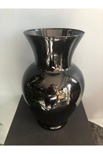 KALİTELİ ÇİÇEK Black Glass Vase