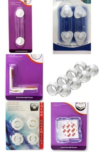 AVMmarketim Multi-Purpose Lock Set 6 Types Child Safety Set Baby Safety
