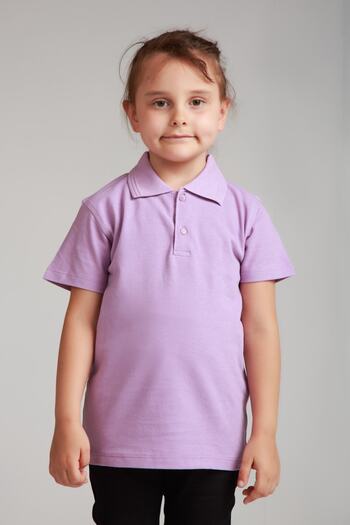 Dragora Lilac Polo Collar School Χτενισμένο Βαμβάκι