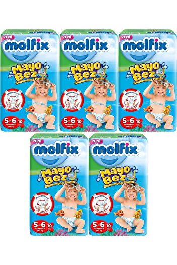 Molfix Swimming Pants Swimsuit Cloth Size:5-6 14+kg 50 Pieces