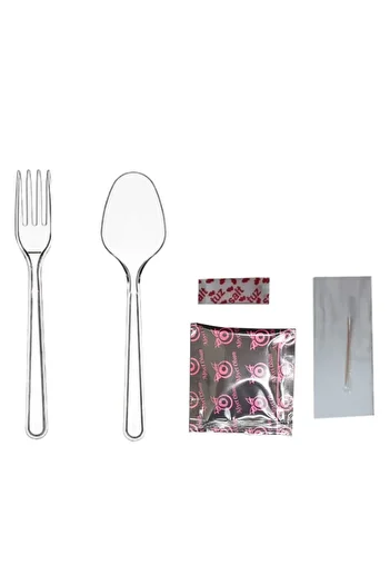 Elazığ Burada Luxury Package 6 Pieces Disposable Plastic Spoon-Fork Set 100 Pieces