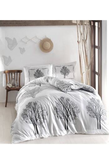 ALTINBAŞAK HOME COLLECTİON Altınbaşak Ranforce Tree Сірий двоспальний комплект постільної білизни