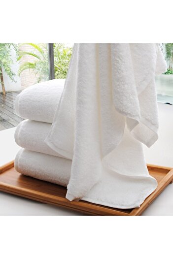 KAYABEY 100% Cotton White Hand and Face Towel 4 Pieces Extra Soft Towel Set 50x90